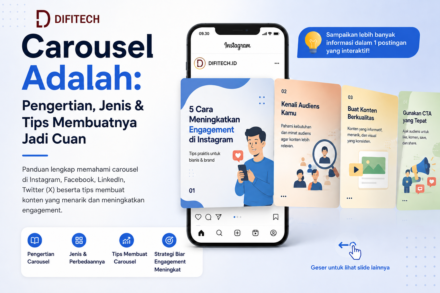 Carousel adalah format konten beberapa gambar atau video dalam satu postingan