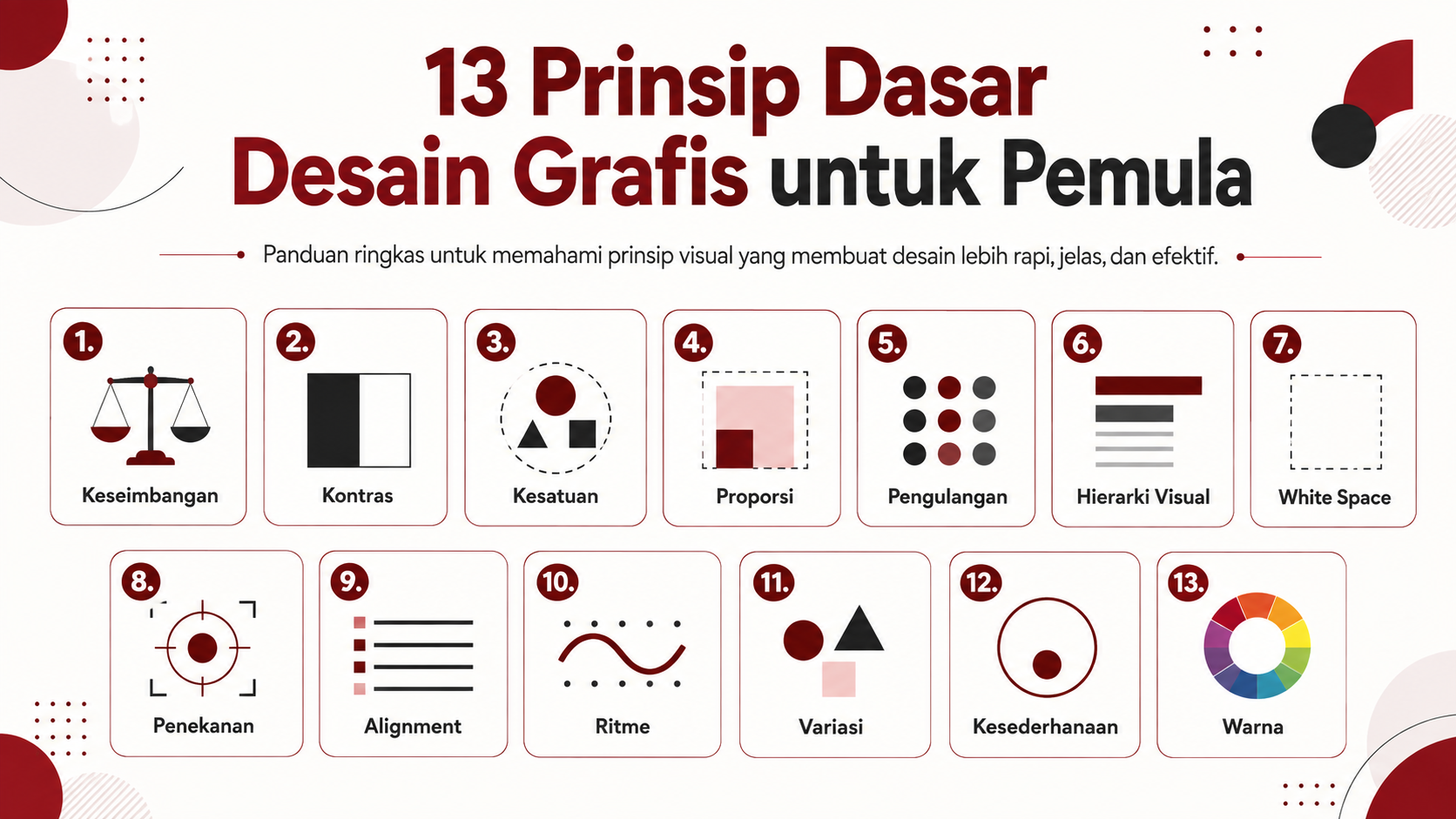 Infografik 13 prinsip dasar desain grafis untuk pemula