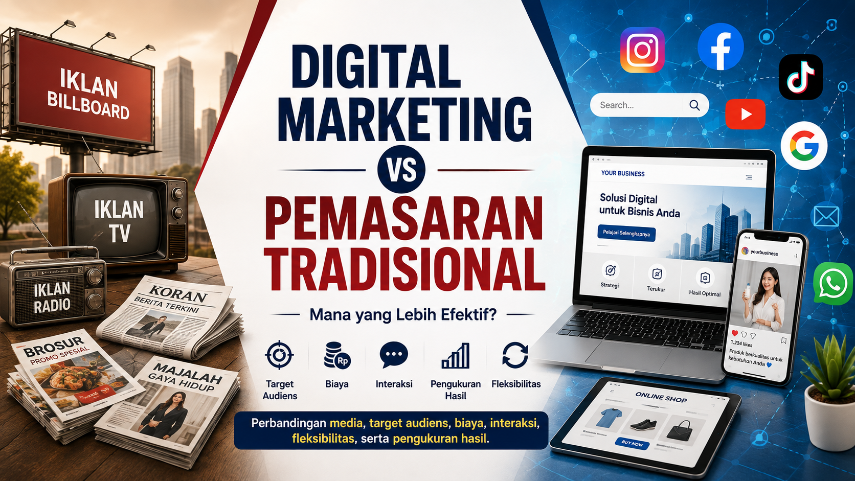 Perbandingan digital marketing dan pemasaran tradisional