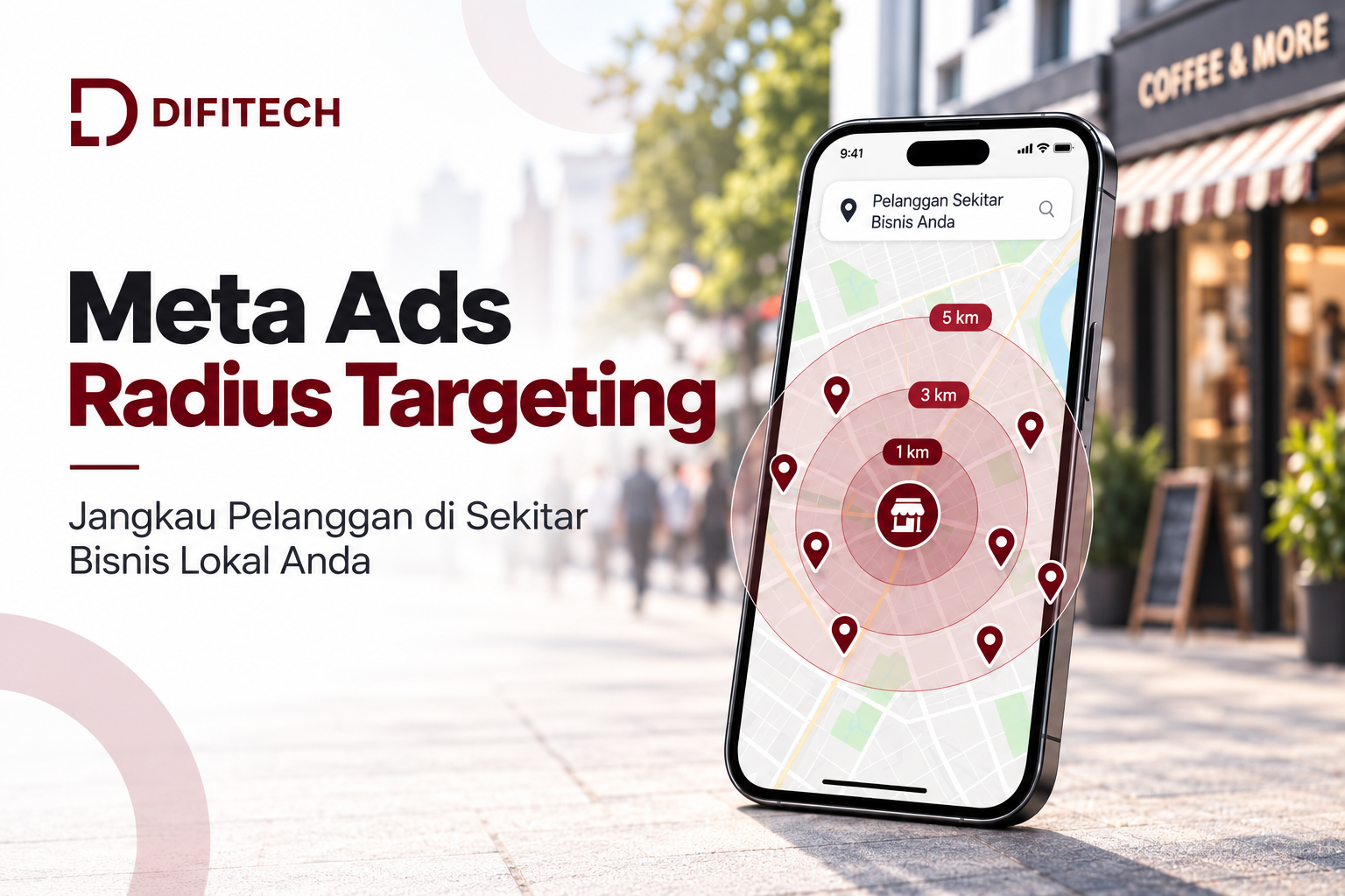 Meta Ads radius targeting untuk bisnis lokal dengan radius 1 km 3 km dan 5 km