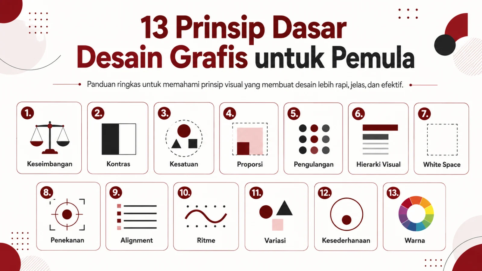 Infografik 13 prinsip dasar desain grafis untuk pemula