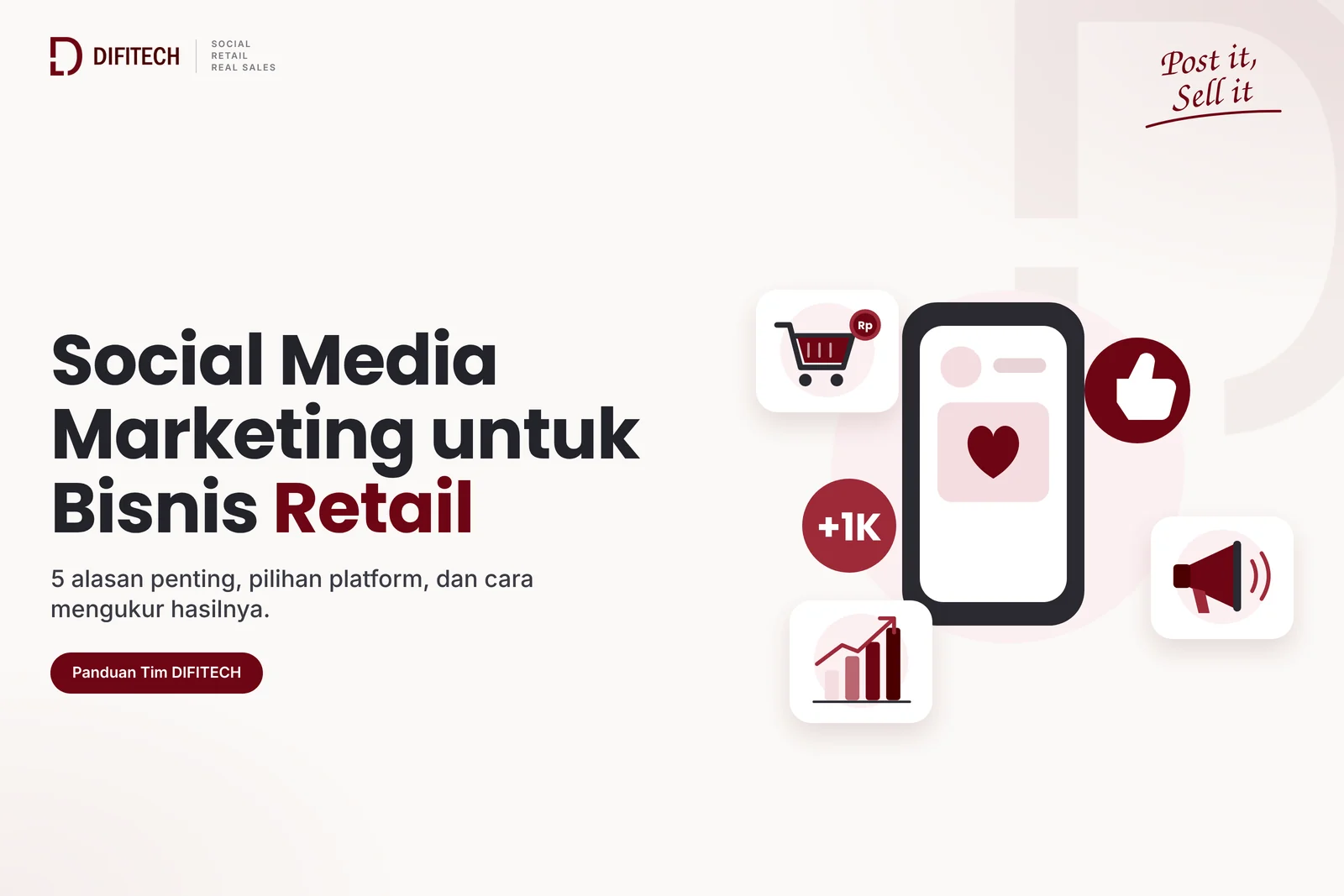 Featured image social media marketing untuk bisnis retail dari Tim DIFITECH